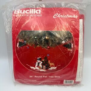 Bucilla Snowman Woodland Friends 34 Felt Christmas Tree Skirt Kit 32522 NEW